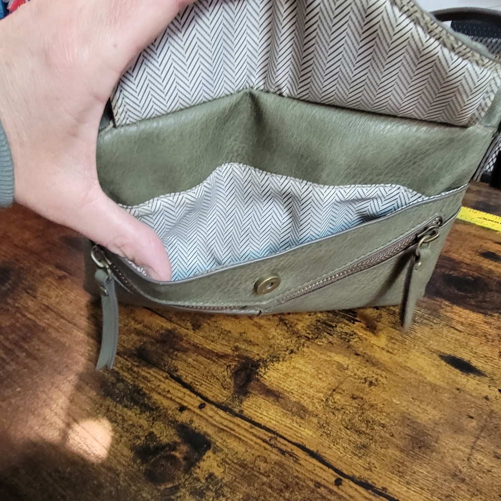 Olive Green Leather Crossbody Bag - Picture 6 of 11